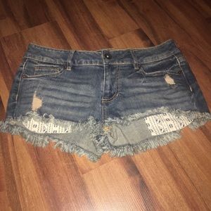 Low rise jean shorts